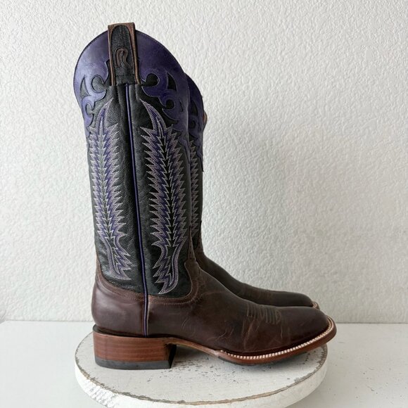 Rod Patrick Womens Cowboy Boots 9AA Brown Purple Round Toe Tall Western Cowgirl - Picture 2 of 13